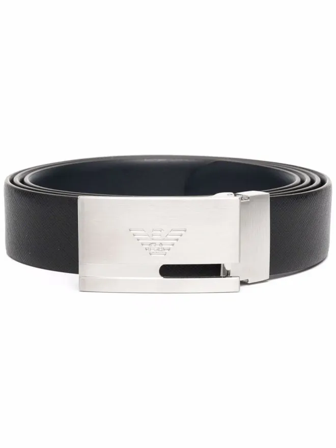 Emporio Armani Emporio Armani ロゴバックル レザーベルト - ブラックの商品画像