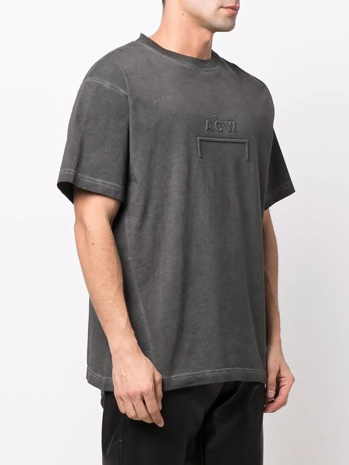 A-COLD-WALL* ロゴ刺繍オーガニックコットンTシャツ ブラック - 画像3