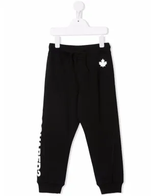 DSQUARED2 KIDS モミジ柄ジャージートラックパンツ - ブラック - サムネイル1