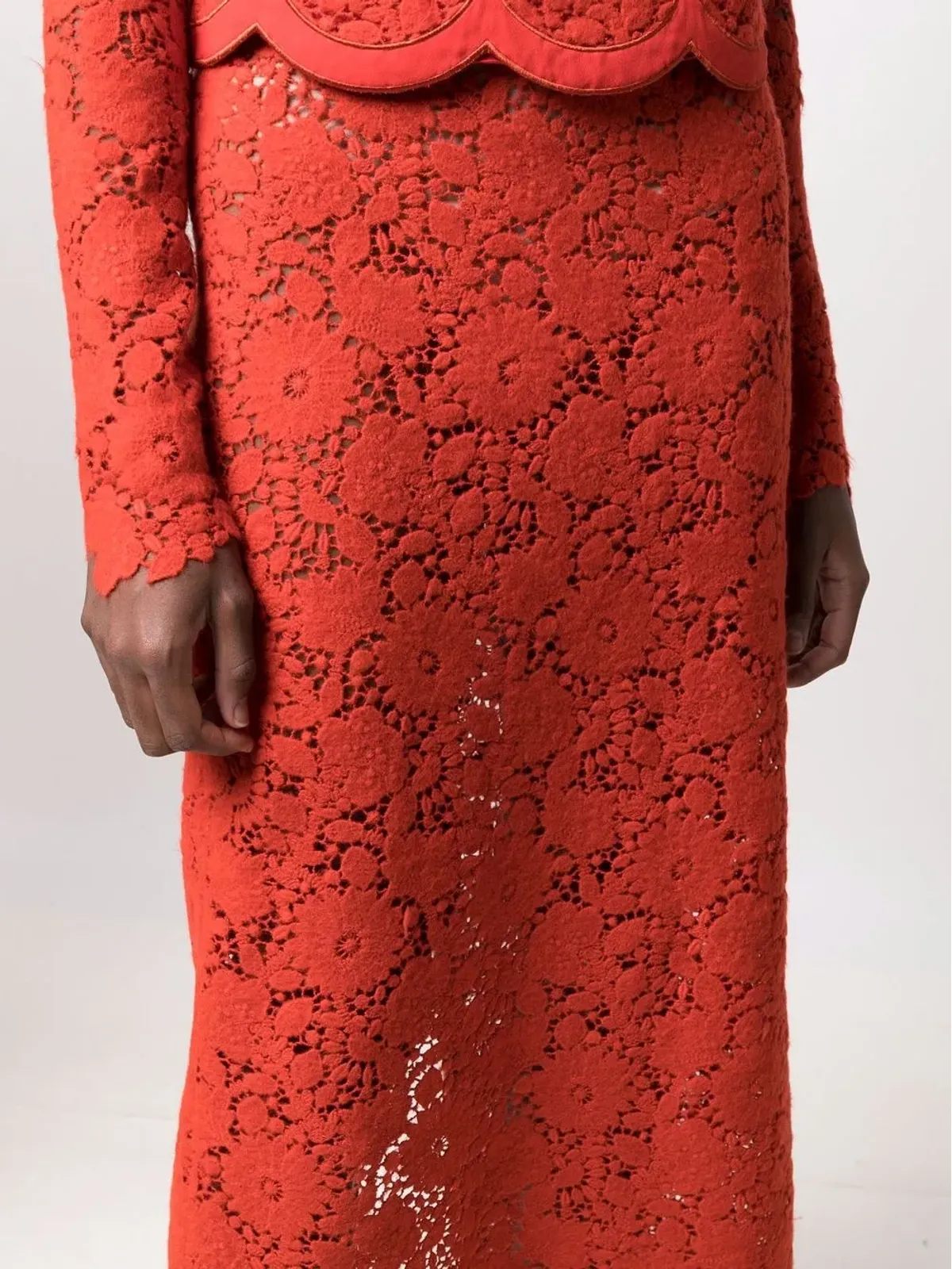 Giambattista Valli 高腰花柄刺繍スカート - オレンジ - 画像5