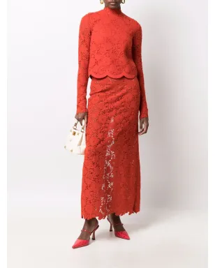 Giambattista Valli 高腰花柄刺繍スカート - オレンジ - サムネイル2
