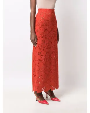 Giambattista Valli 高腰花柄刺繍スカート - オレンジ - サムネイル3