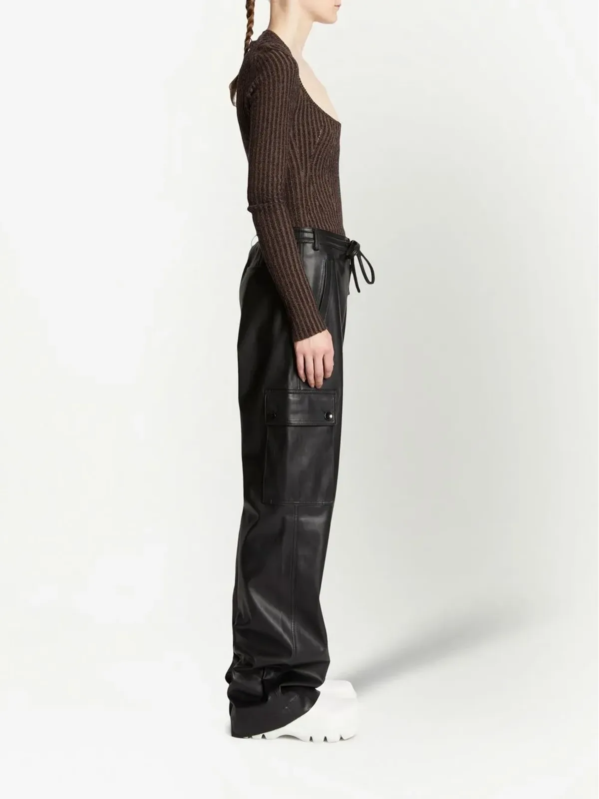 Proenza Schouler White Label 編み込みリブスクープネックジャンパー - 画像3