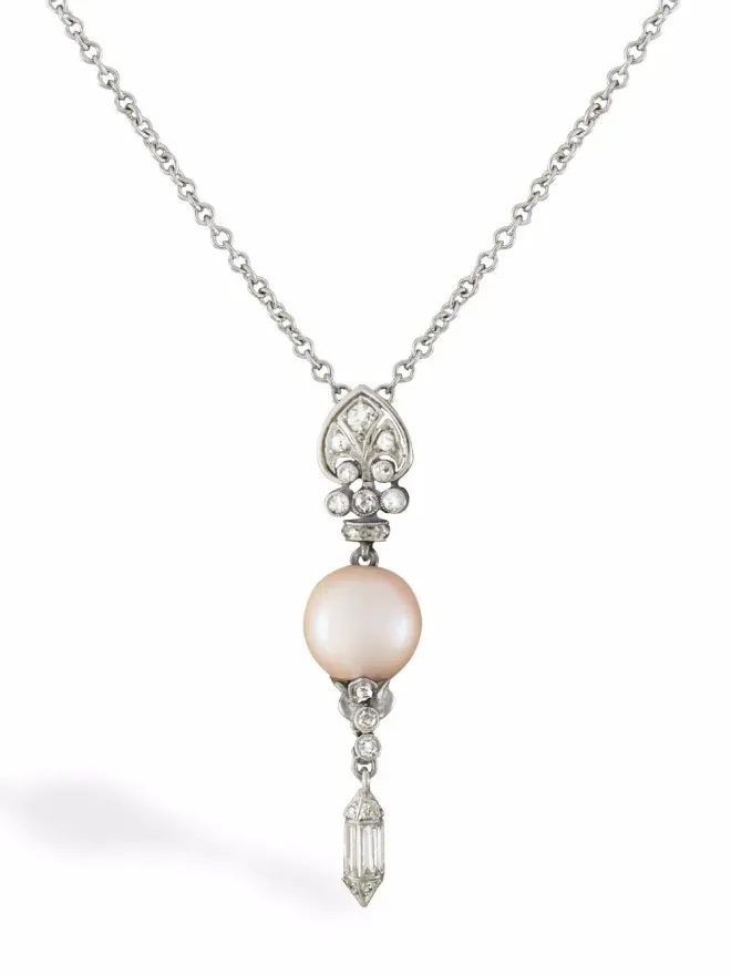 Pragnell Vintage Pragnell Vintage プラチナ エドワーディアン パールとダイヤモンド ペンダントネックレスの商品画像