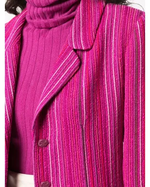 CHANEL ヴィンテージ 2010年製 シングルブレスト ストライプ ブレザー ピンク - サムネイル5