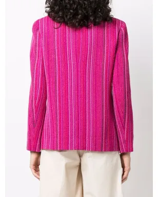 CHANEL ヴィンテージ 2010年製 シングルブレスト ストライプ ブレザー ピンク - サムネイル4
