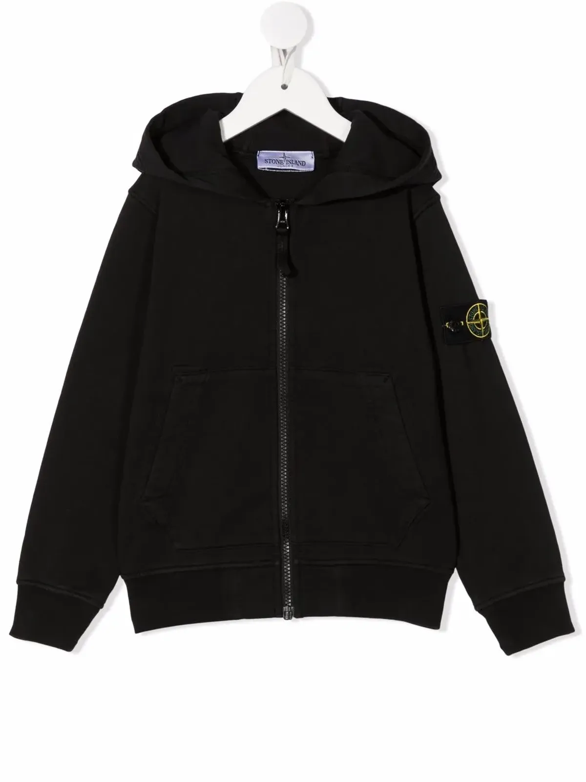 Stone Island Junior ロゴパッチ付きジップアップフーディ - 画像1