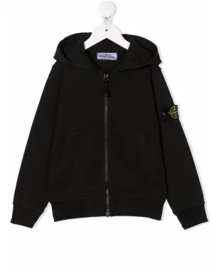 Stone Island Junior ロゴパッチ付きジップアップフーディ - サムネイル1