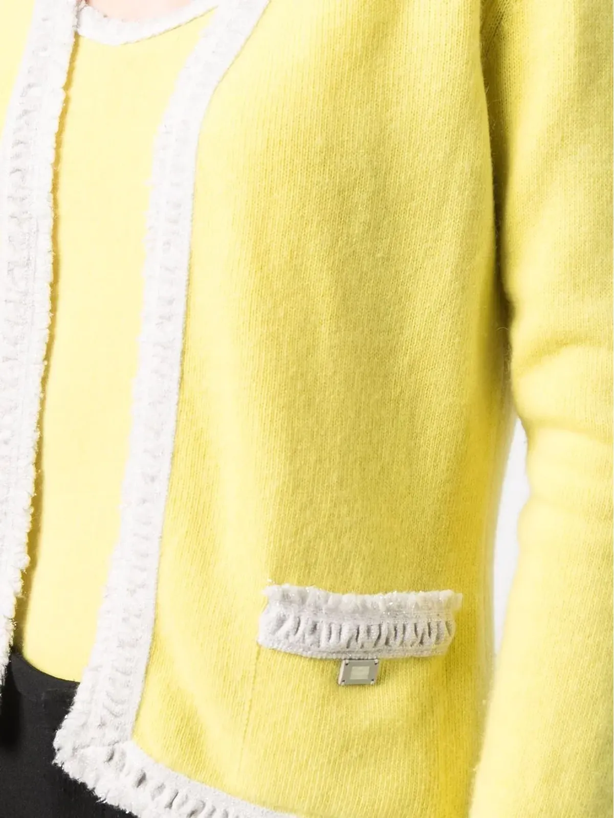 CHANEL Pre-Owned 2003年 レイヤードニットカシミアカーディガン - イエロー - 画像5