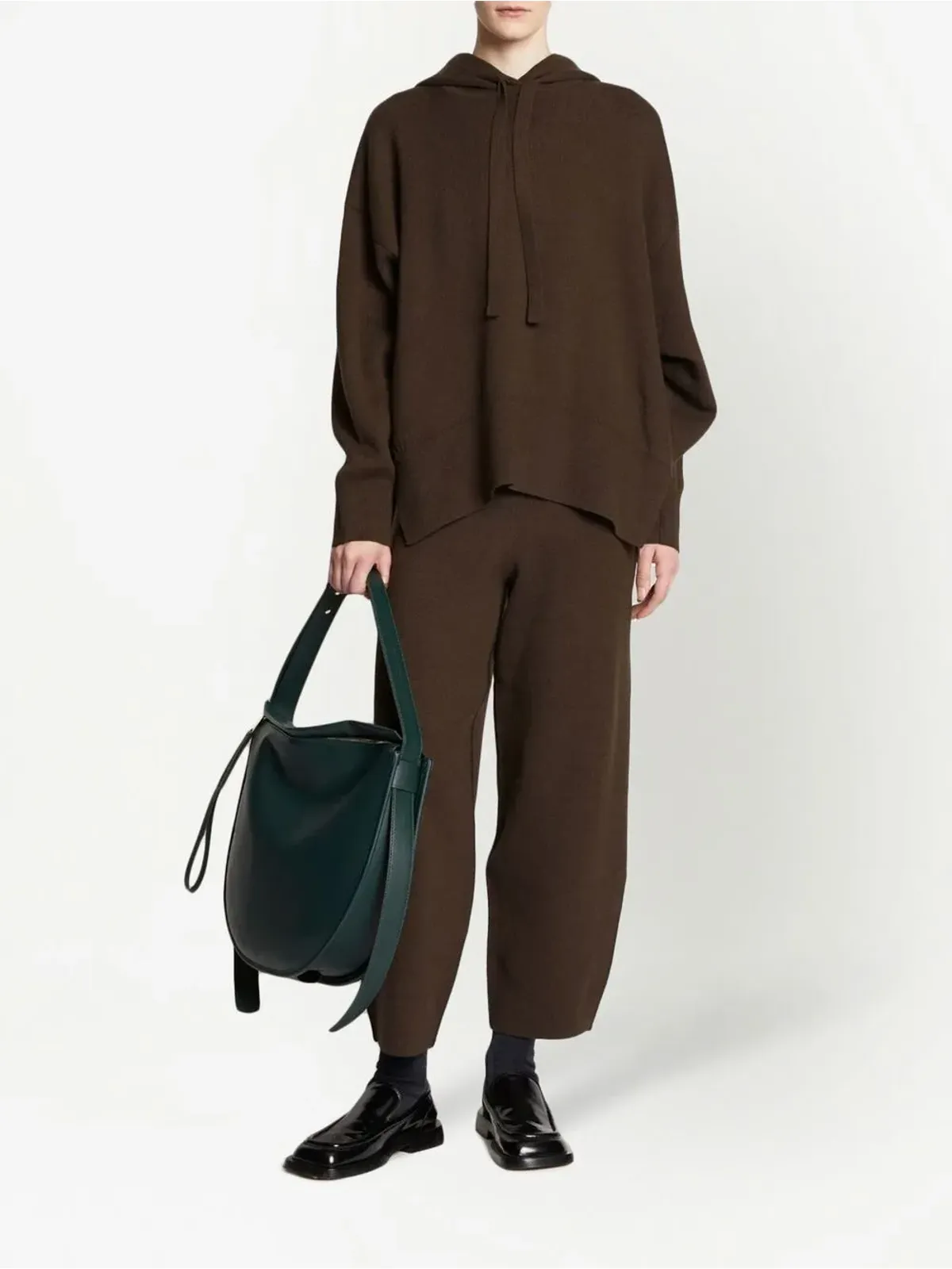 Proenza Schouler White Label ドロップショルダー・ニットフーディー ブラウン - 画像2
