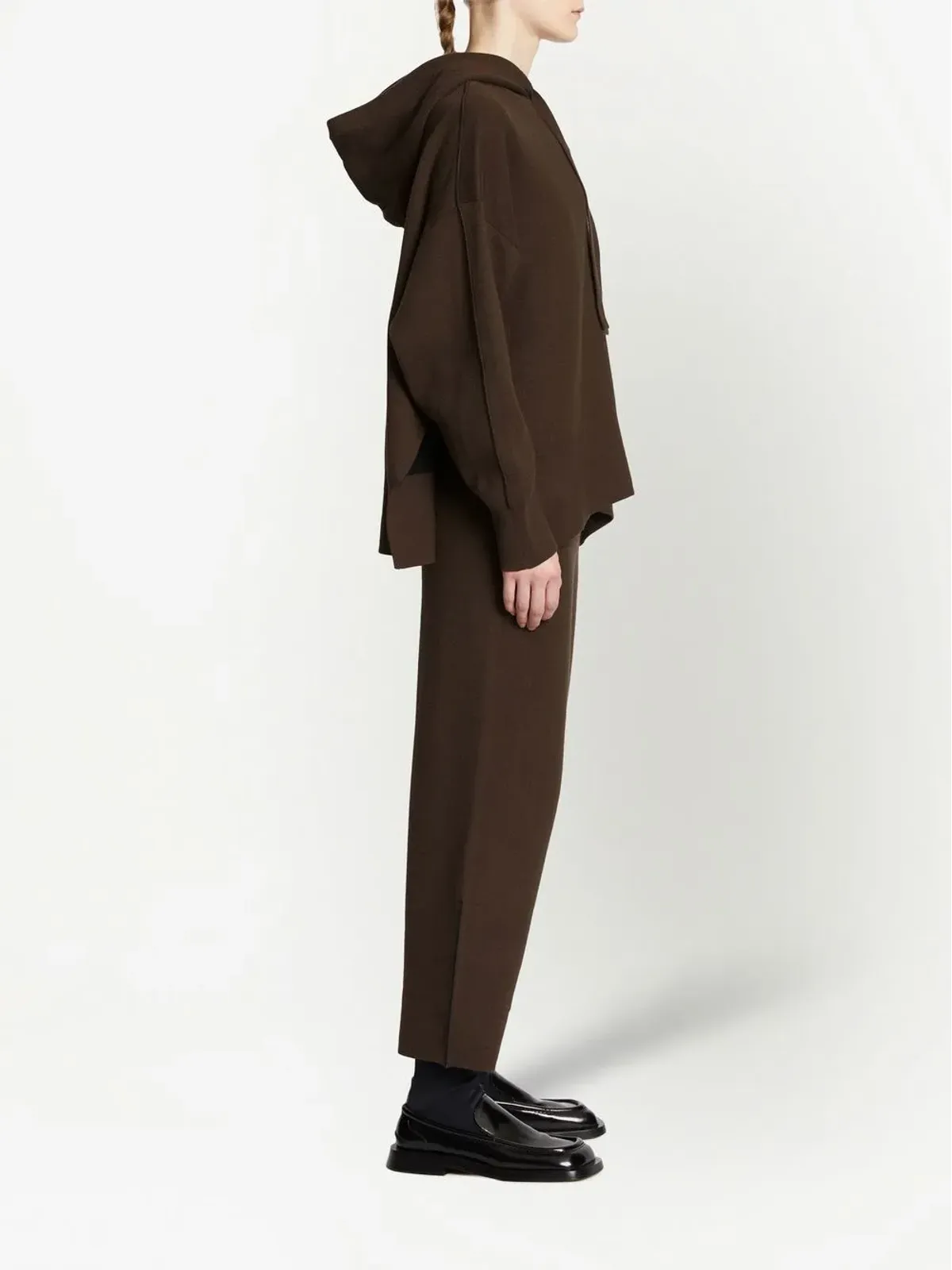 Proenza Schouler White Label ドロップショルダー・ニットフーディー ブラウン - 画像3