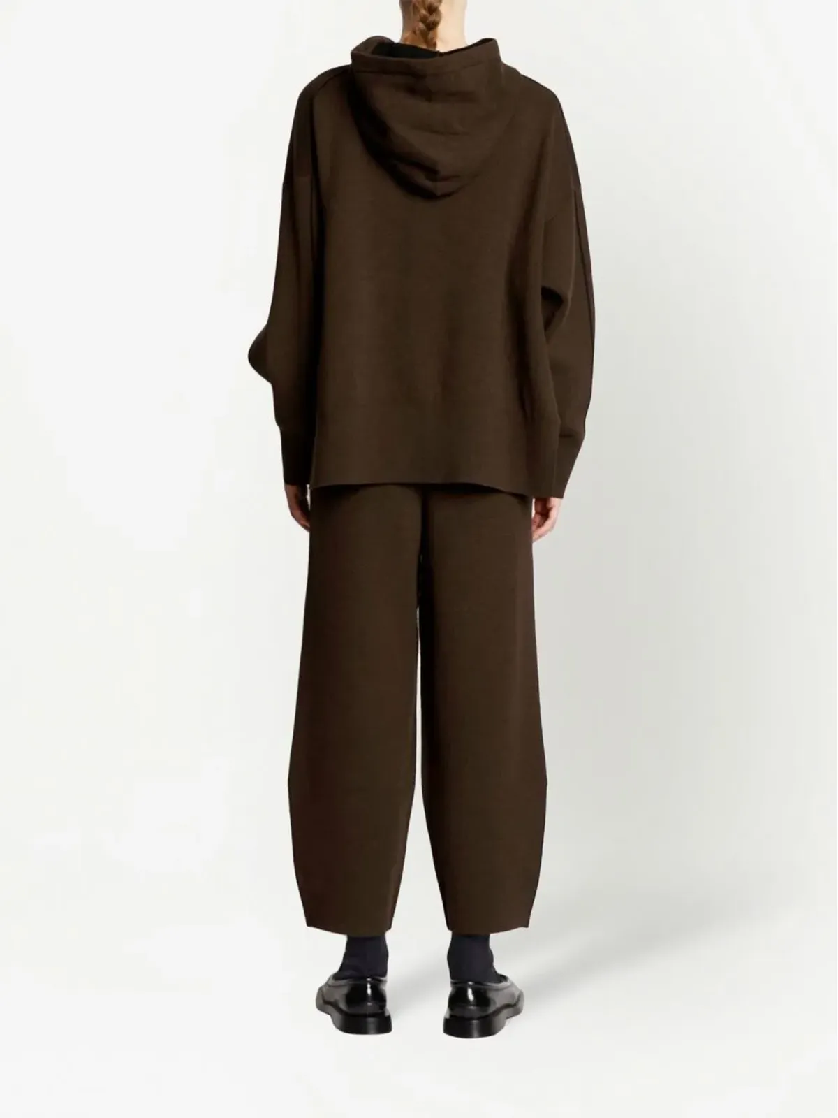 Proenza Schouler White Label ドロップショルダー・ニットフーディー ブラウン - 画像4