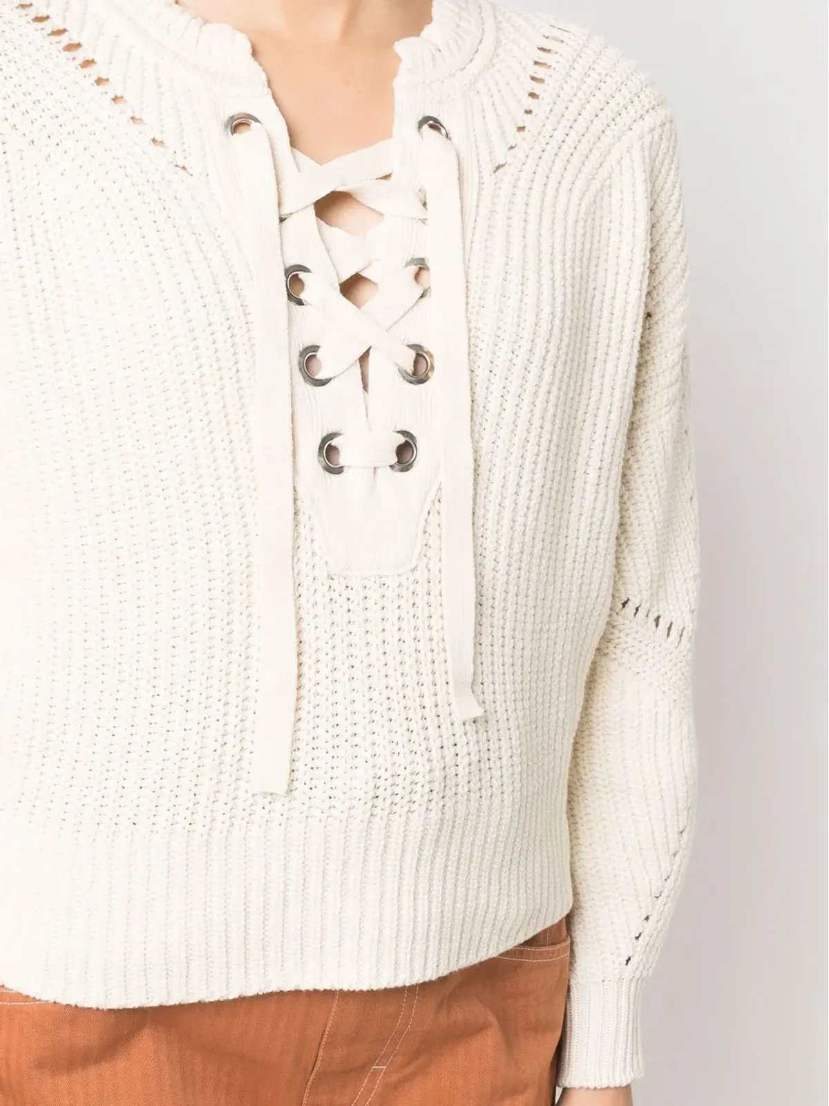 ISABEL MARANT レースアップリブニットジャンパー - Neutrals - 画像5