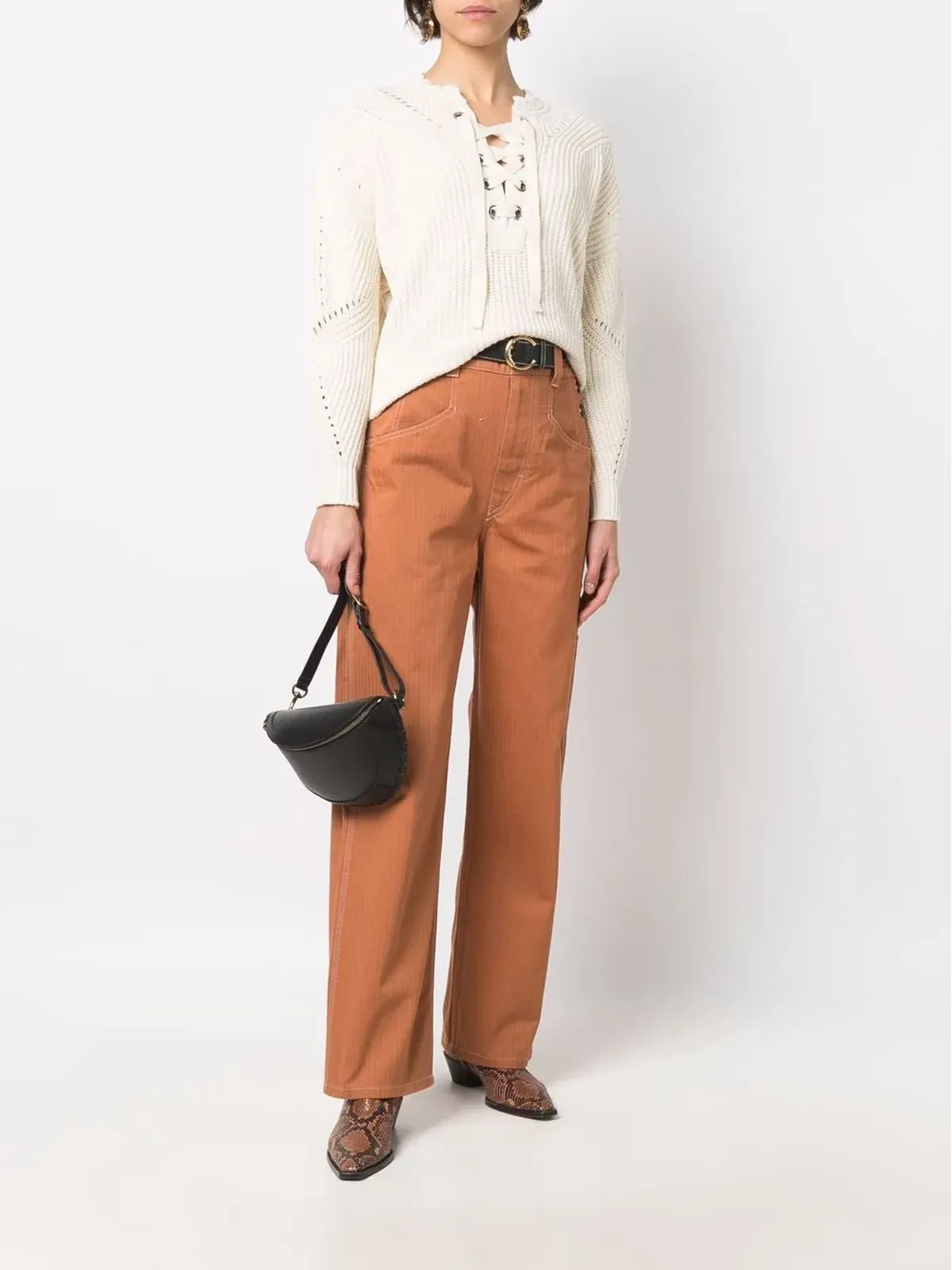 ISABEL MARANT レースアップリブニットジャンパー - Neutrals - 画像2
