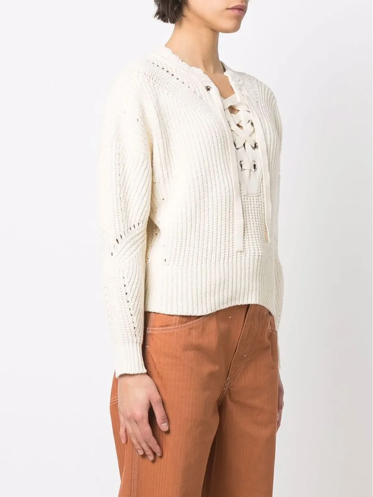 ISABEL MARANT レースアップリブニットジャンパー - Neutrals - 画像3