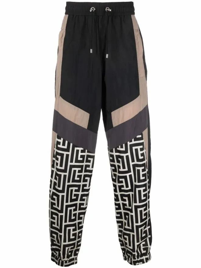 BALMAIN Balmain カラー・ブロック・モノグラム トラックパンツの商品画像