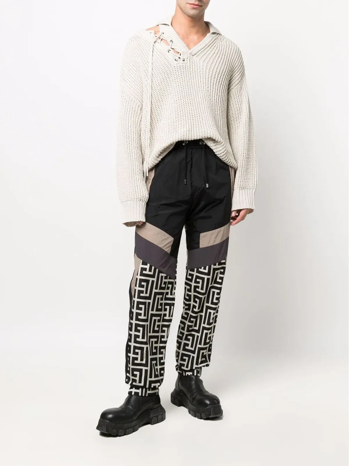 Balmain カラー・ブロック・モノグラム トラックパンツ - 画像2