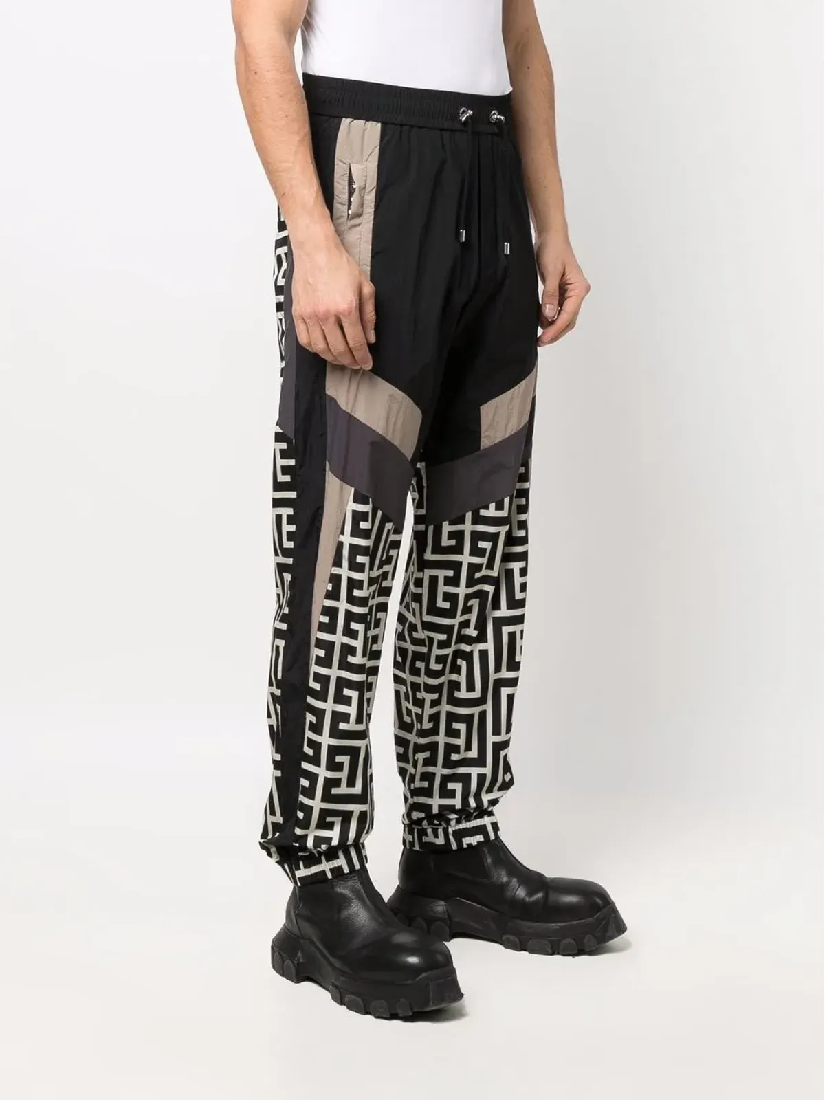 Balmain カラー・ブロック・モノグラム トラックパンツ - 画像3