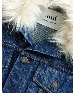 AMI Paris ファー襟付きデニムジャケット - サムネイル5