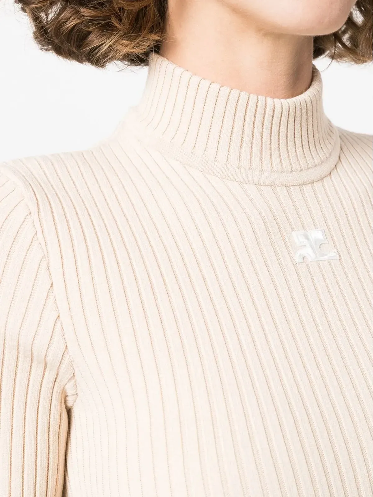 Courrèges 刺繍ロゴ入りリブ編みトップ - 画像5
