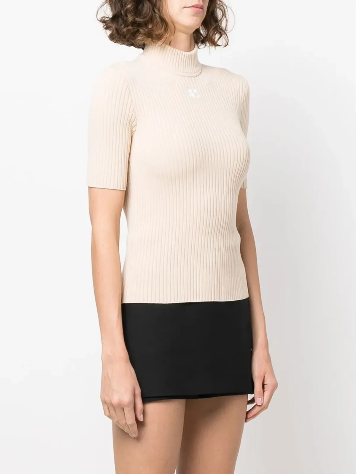 Courrèges 刺繍ロゴ入りリブ編みトップ - 画像3