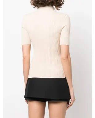 Courrèges 刺繍ロゴ入りリブ編みトップ - サムネイル4