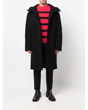 AMI Paris フード付きシングルブレストコート - ブラック - サムネイル2