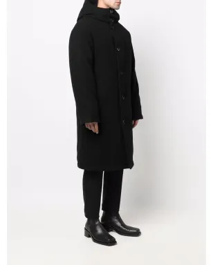 AMI Paris フード付きシングルブレストコート - ブラック - サムネイル3