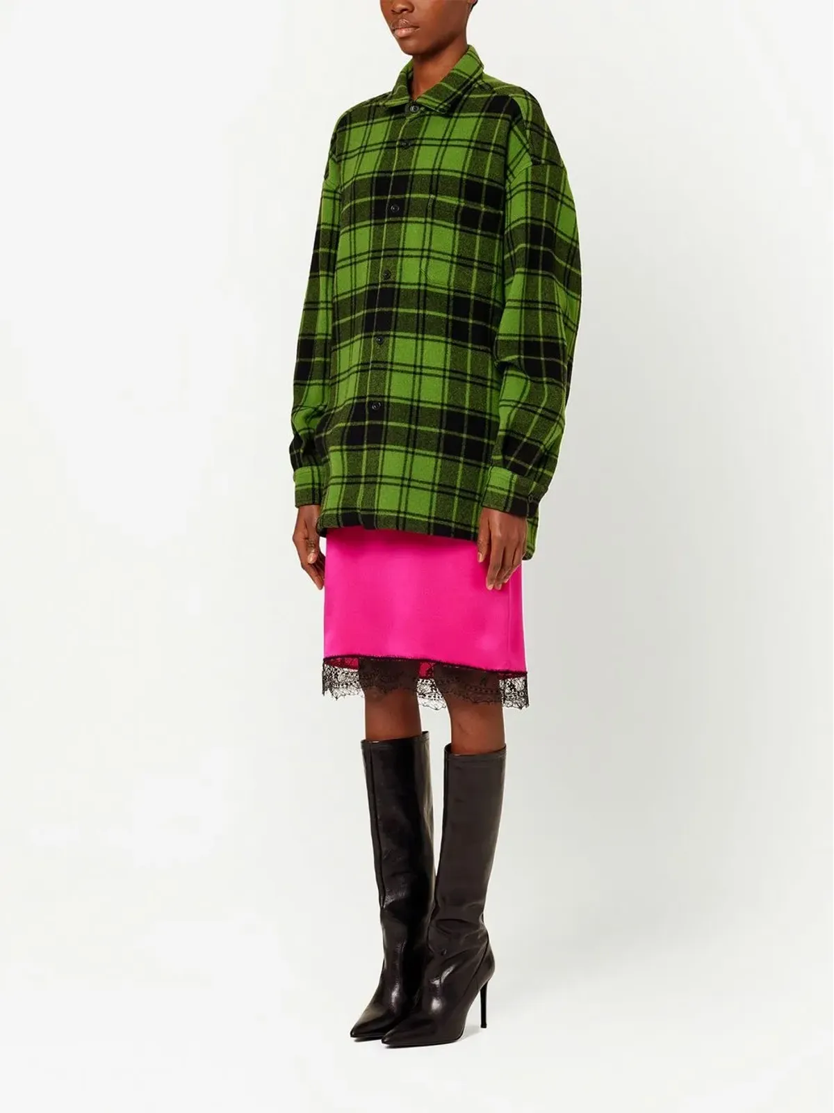 AMI Paris ロゴプリント チェック柄シャツ - 画像3