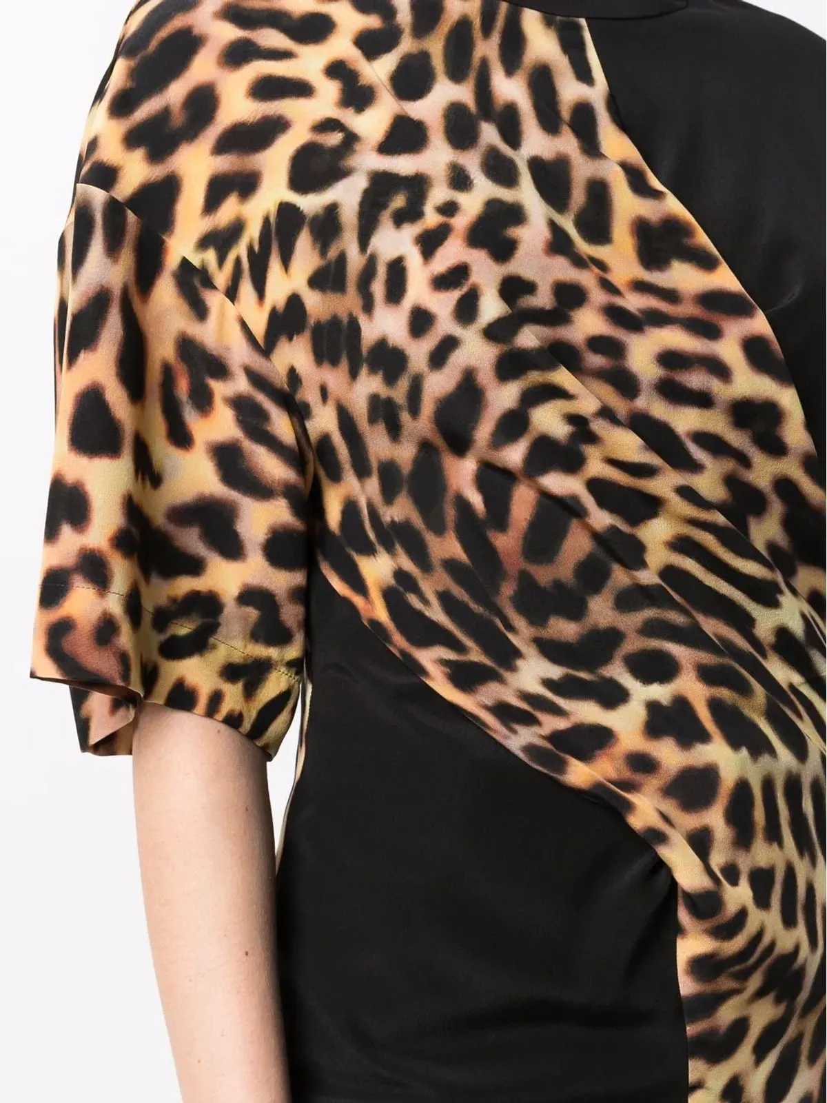 Stella McCartney チータープリント・パネル Tシャツ ブラック - 画像5
