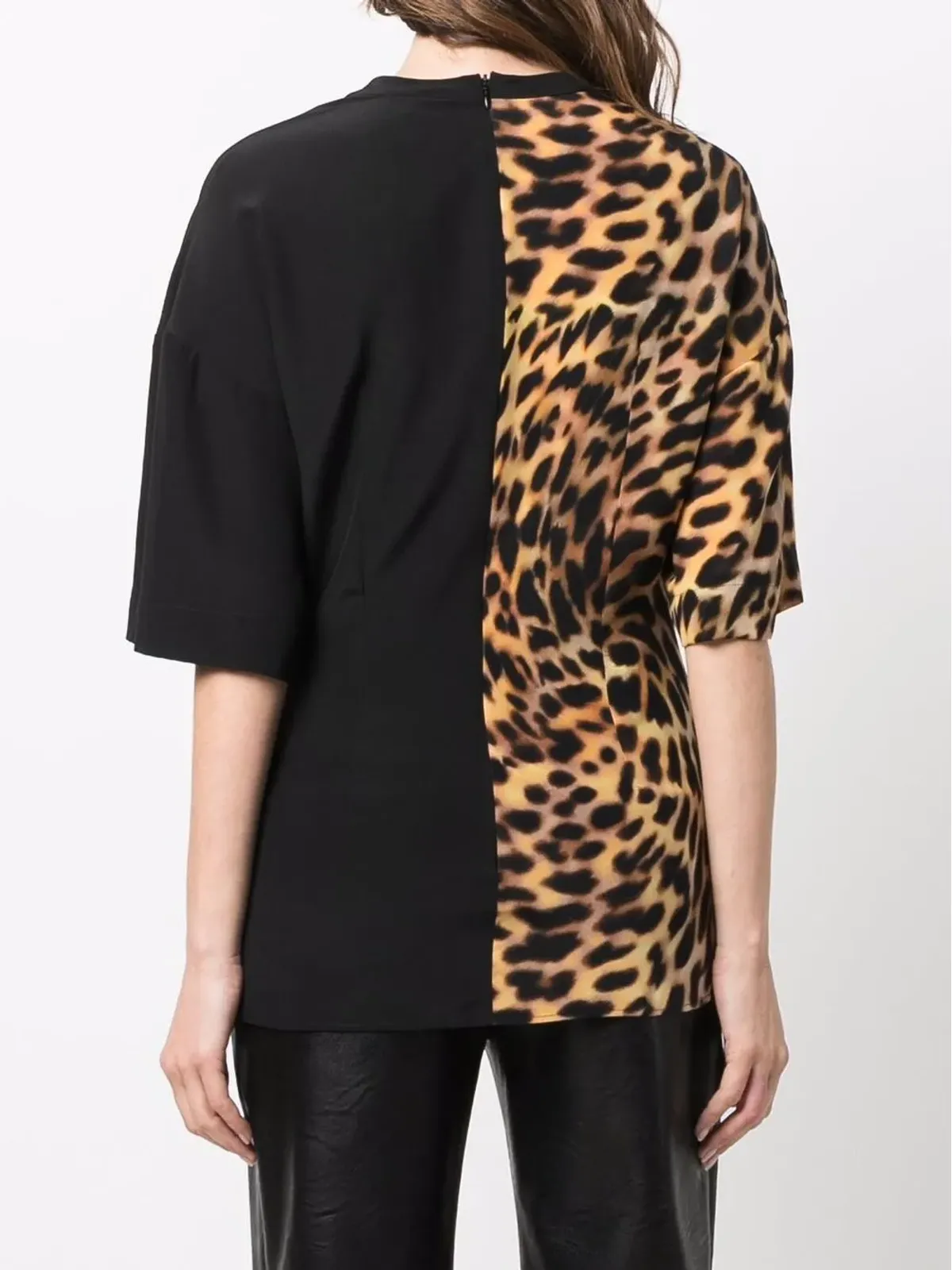 Stella McCartney チータープリント・パネル Tシャツ ブラック - 画像4