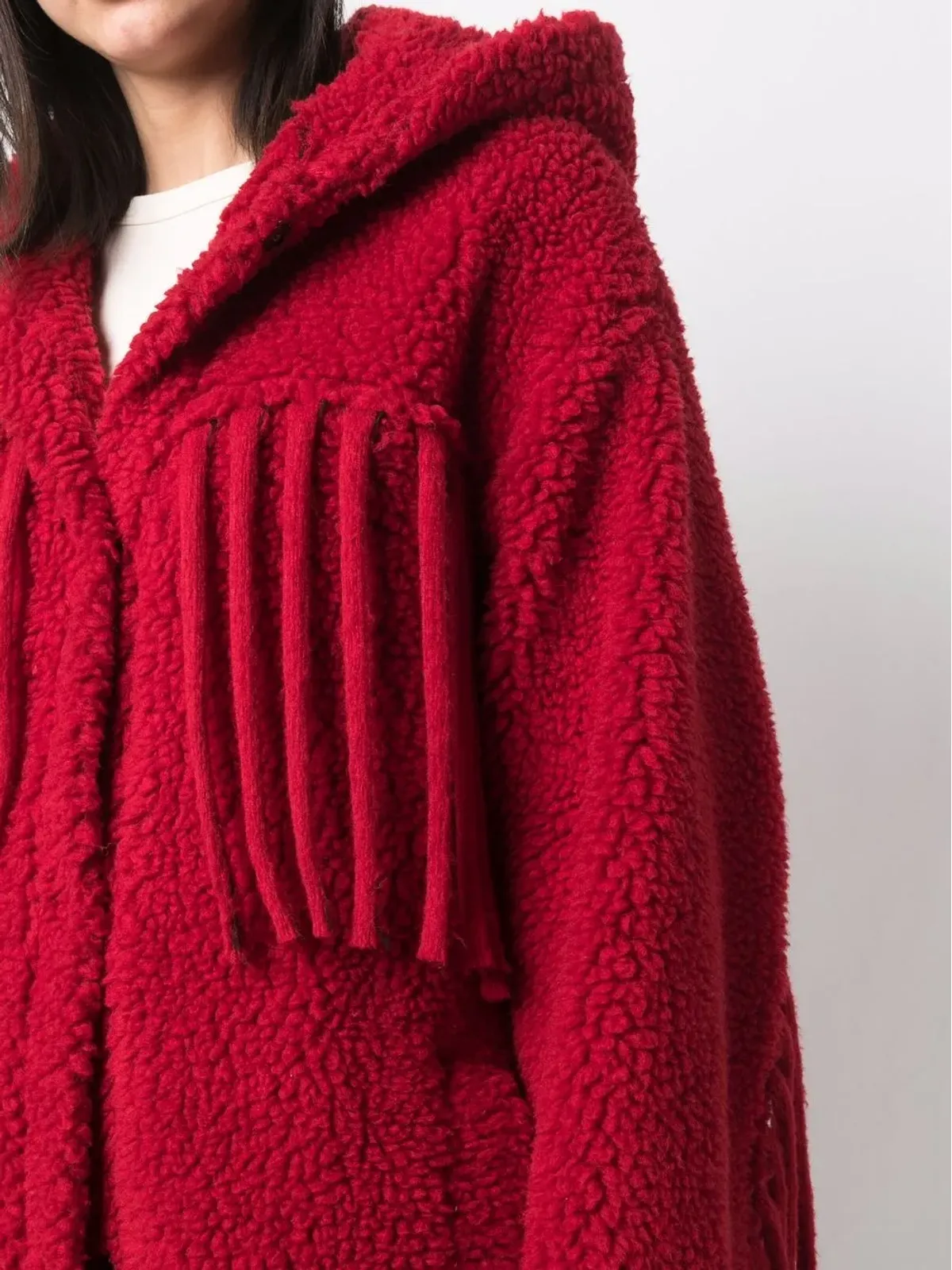 Stella McCartney フリンジ付きベルトのテディコート - 画像5