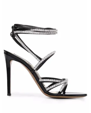 Alexandre Vauthier クリスタル装飾ストラップサンダル - ブラック - サムネイル1