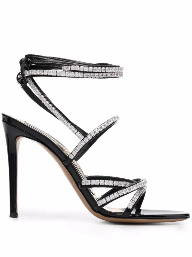 Alexandre Vauthier Alexandre Vauthier クリスタル装飾ストラップサンダル - ブラックの商品画像