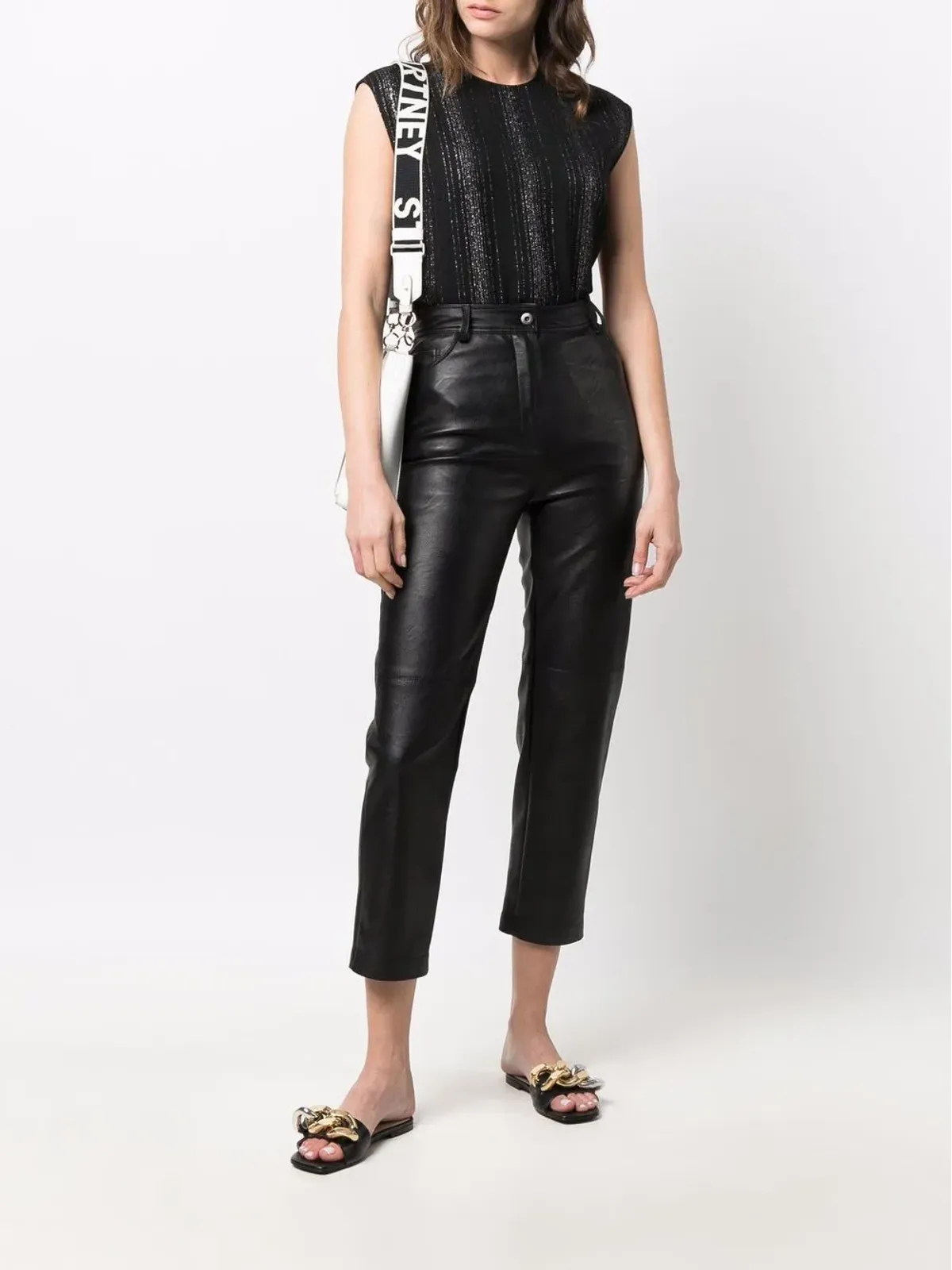 Stella McCartney ルーレックスストライプ ノースリーブ ブラウス - ブラック - 画像2