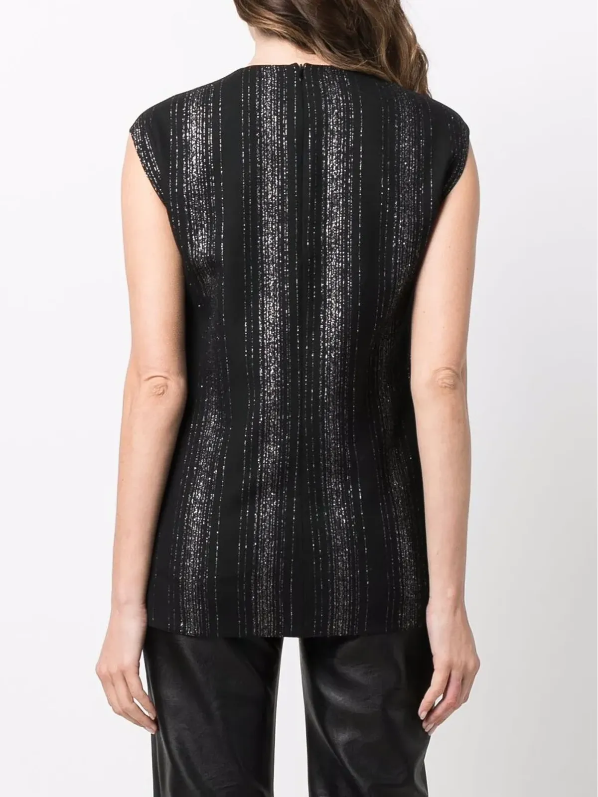Stella McCartney ルーレックスストライプ ノースリーブ ブラウス - ブラック - 画像4