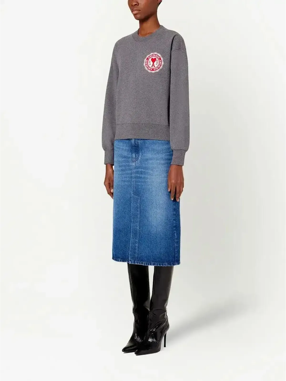AMI Paris ロゴパッチ付き オーガニックコットン スウェットシャツ - 画像3