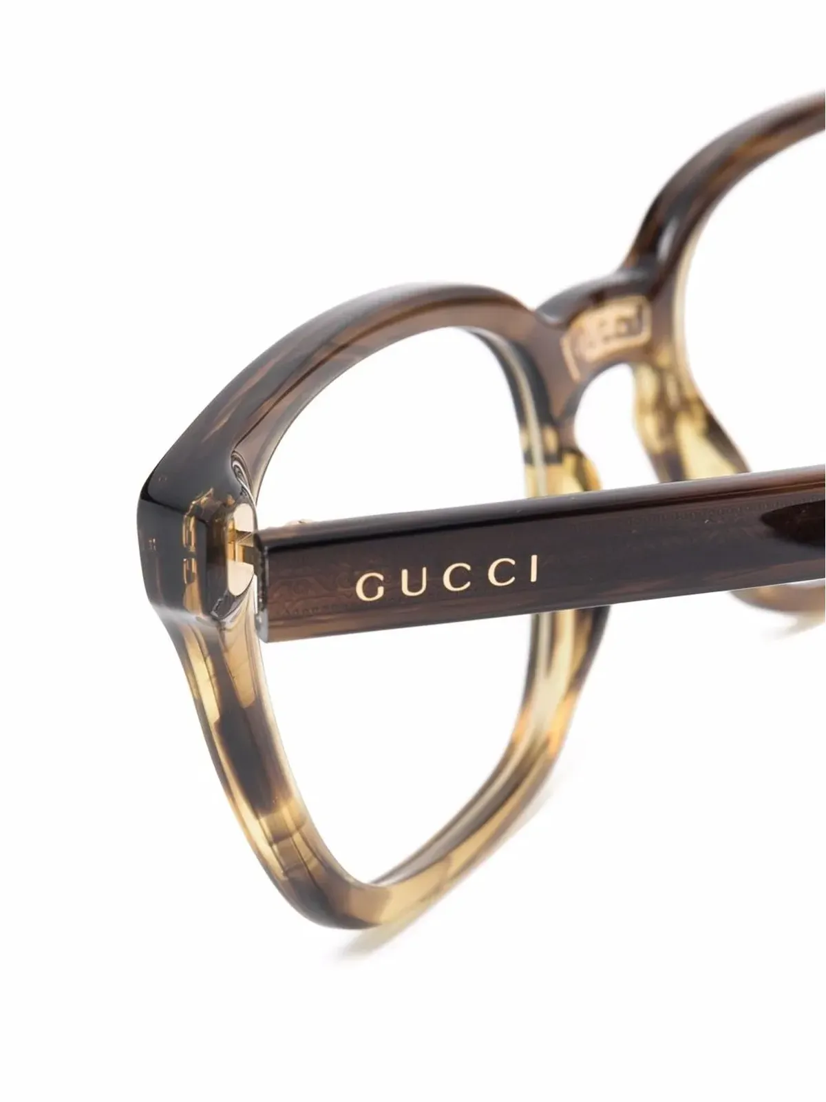 Gucci Eyewear べっ甲風スクエア眼鏡 - ブラウン - 画像3