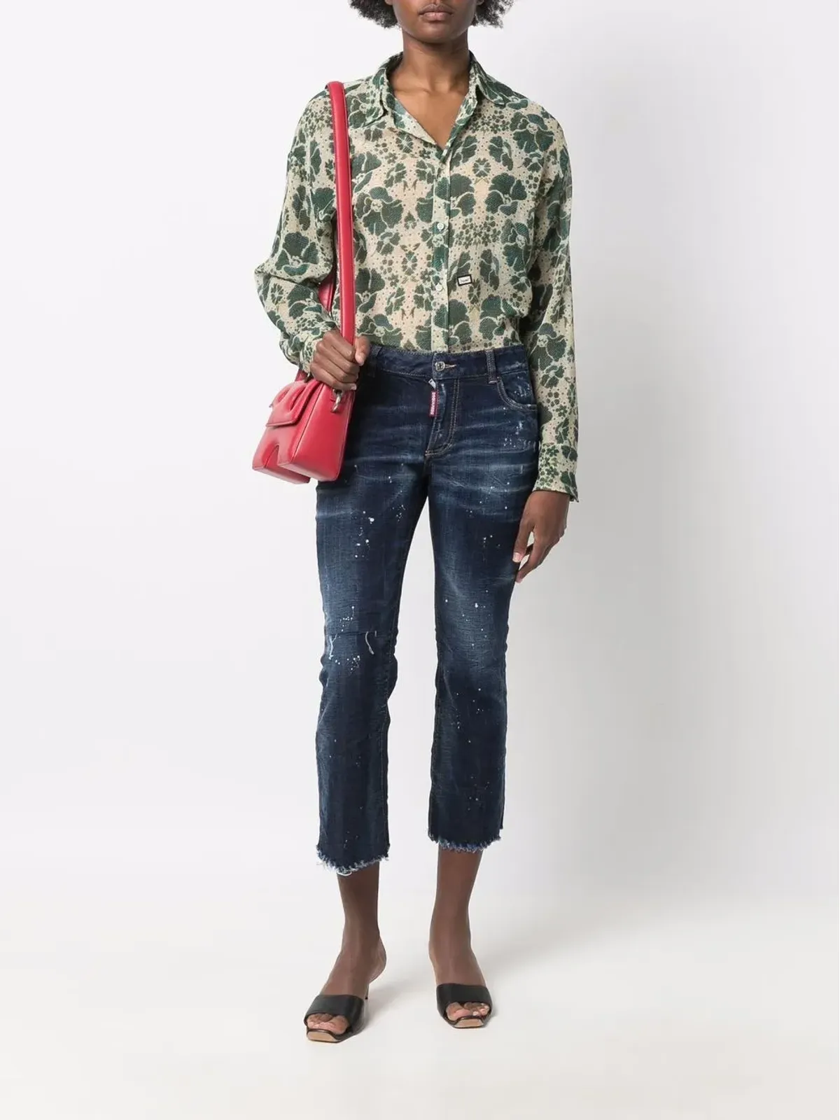 DSQUARED2 クロップドフレアジーンズ ブルー - 画像2