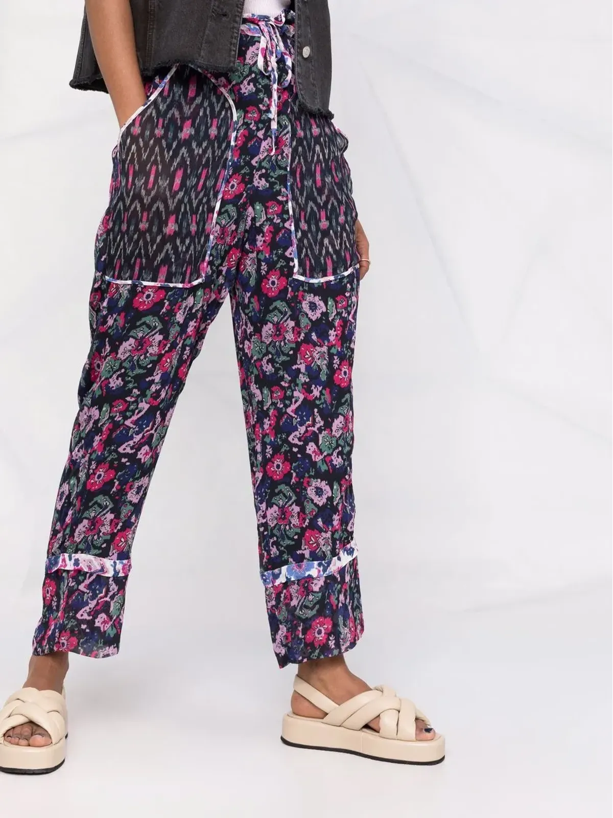 MARANT ÉTOILE ミックスプリント・ストレートレッグ・アンクルパンツ - 画像3