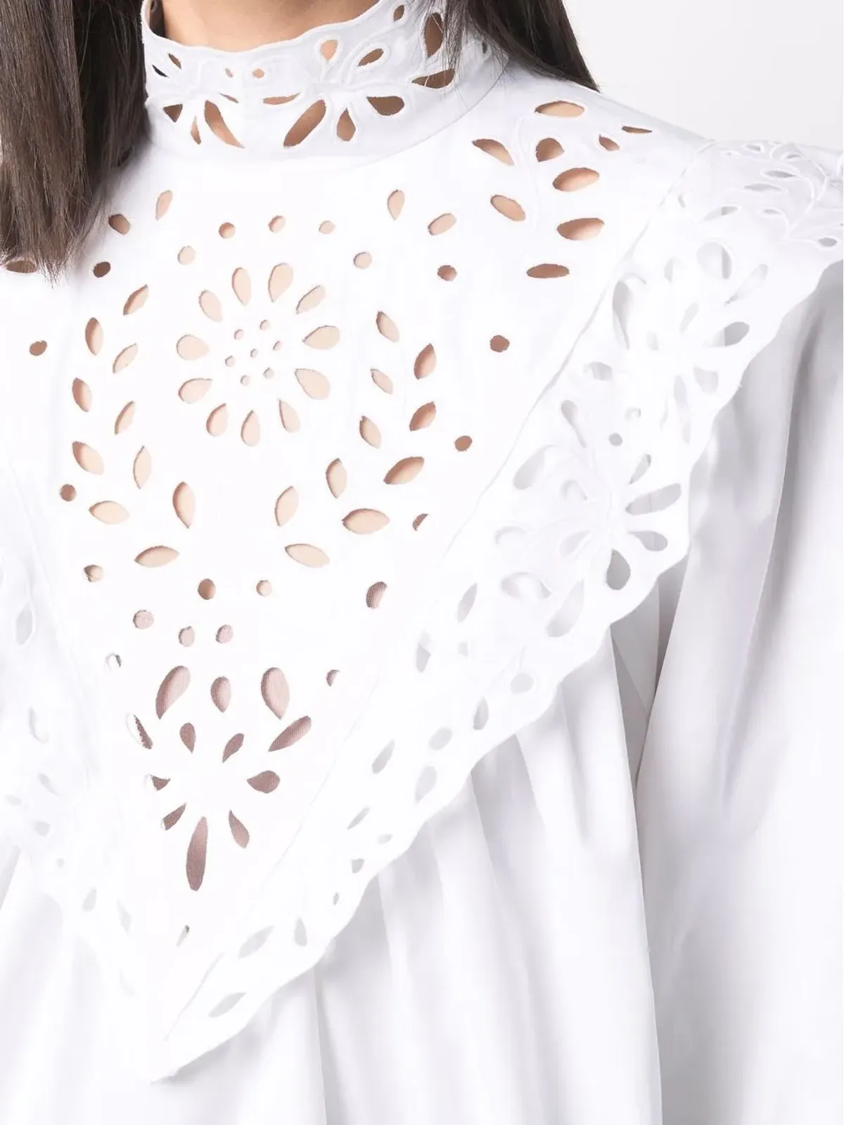 Chloé 高ネック ブロデリエ・アングレーズ ブラウス - 画像5