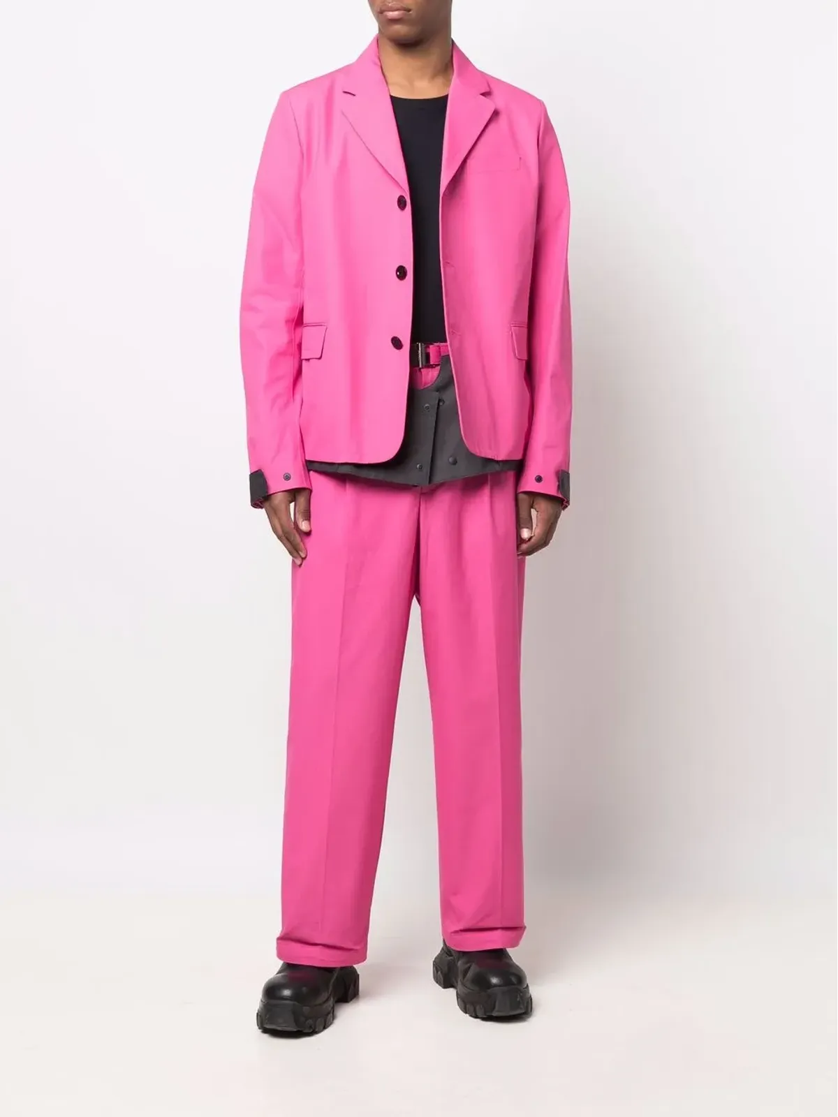 sacai レイヤード シングルブレストブレザー - ピンク - 画像2