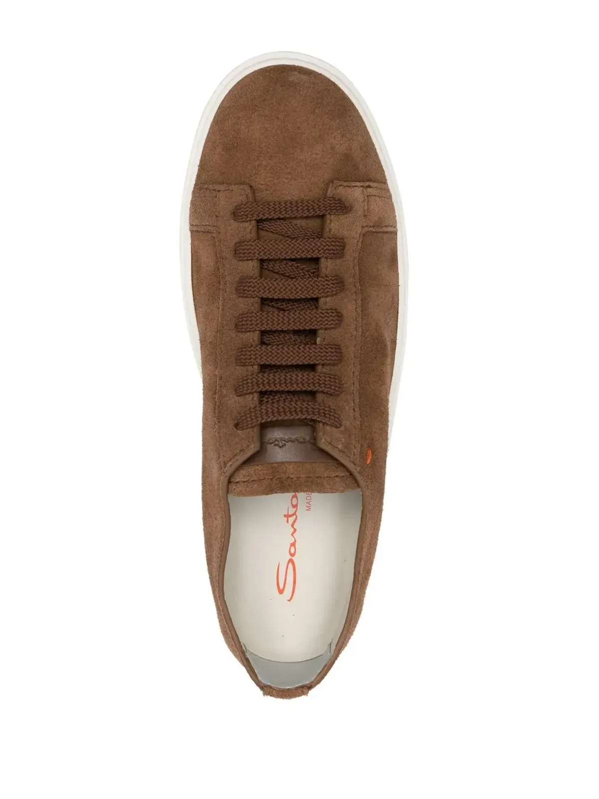 Santoni エンボスロゴ ローカットスニーカー ブラウン - 画像4