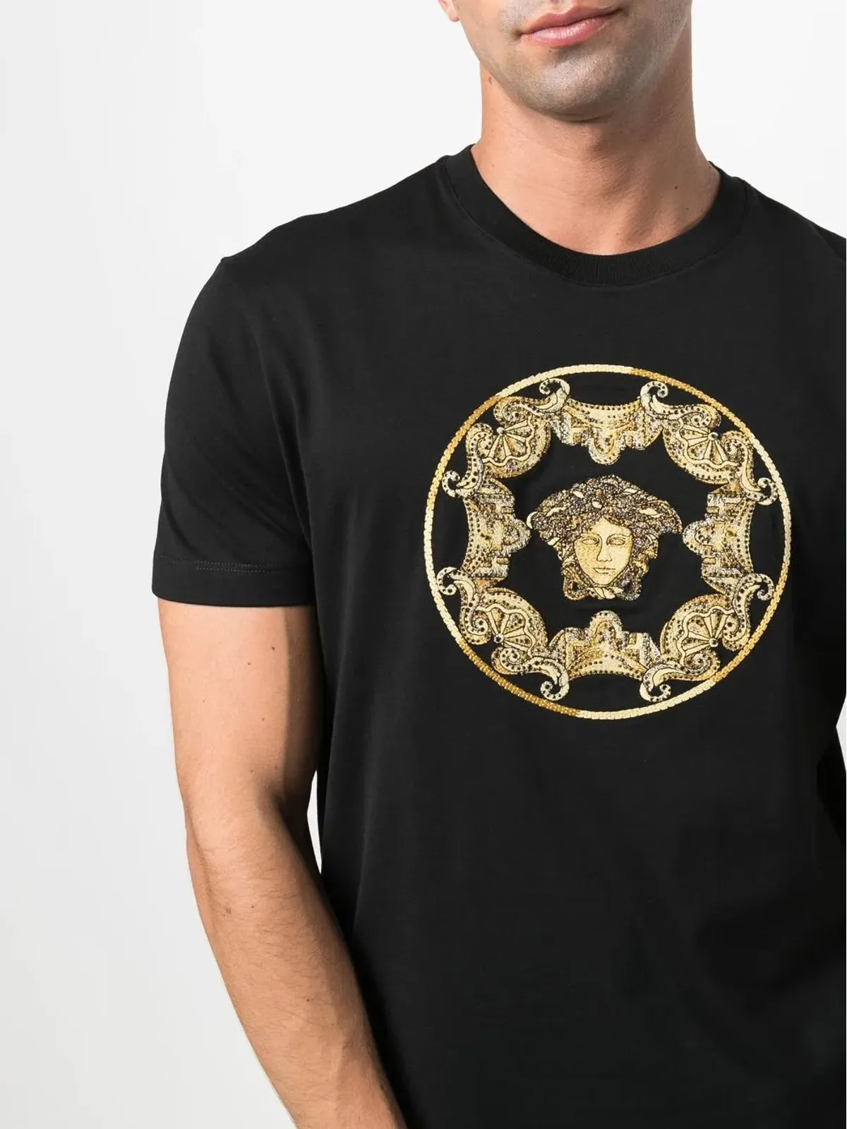 Versace メドゥーサヘッド オーガニックコットン Tシャツ ブラック - 画像5