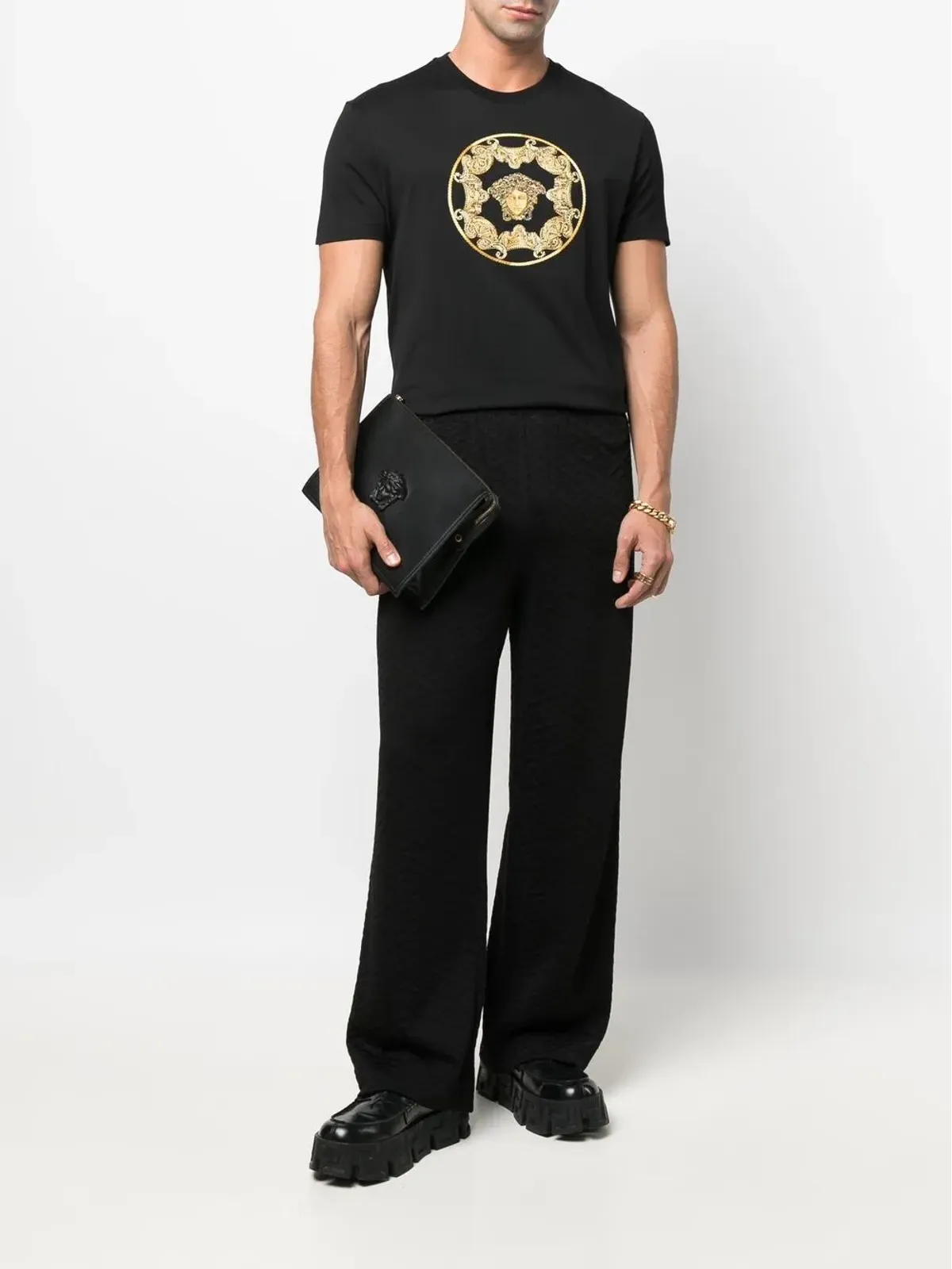 Versace メドゥーサヘッド オーガニックコットン Tシャツ ブラック - 画像2