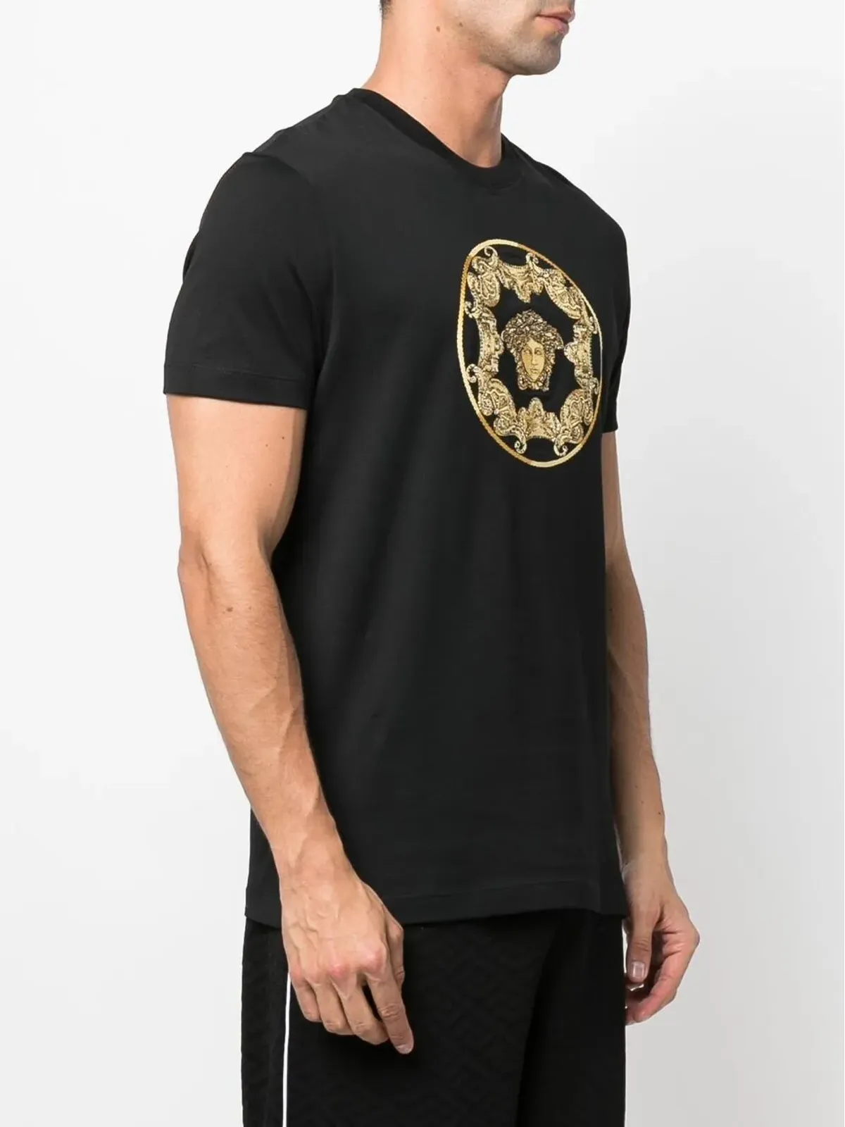 Versace メドゥーサヘッド オーガニックコットン Tシャツ ブラック - 画像3