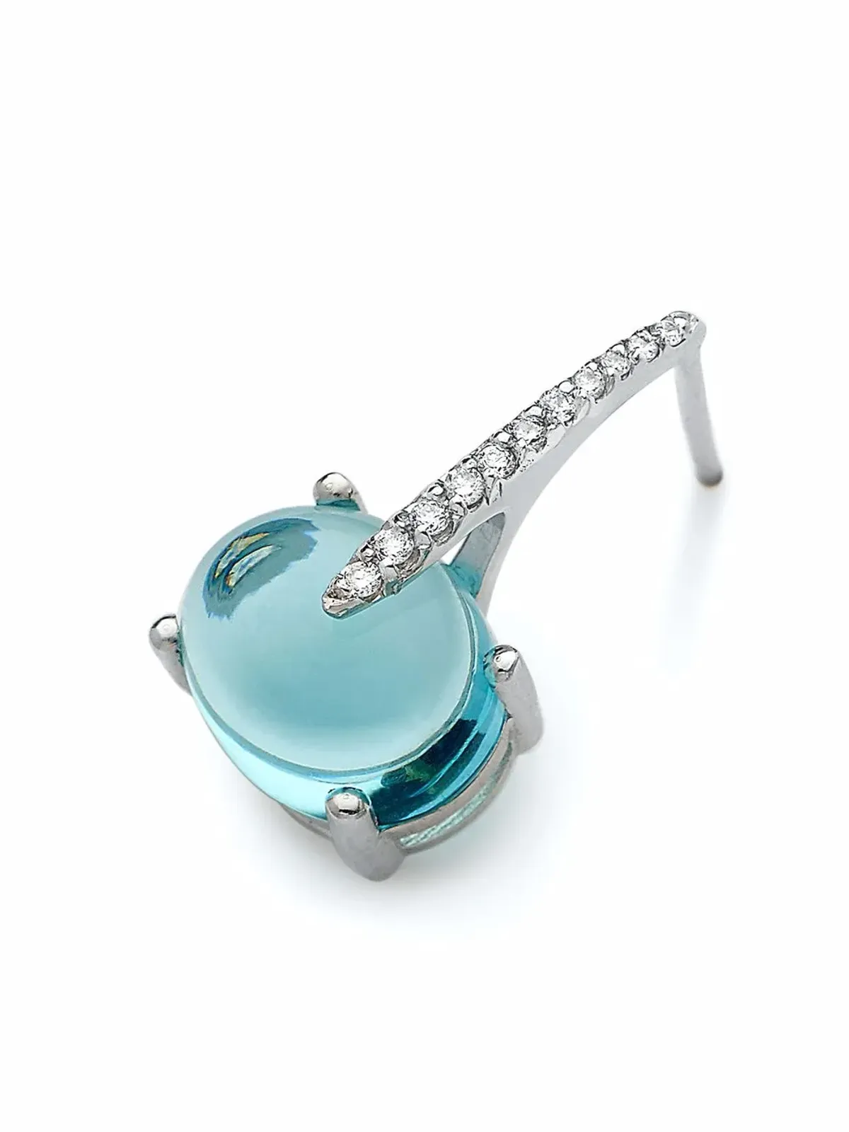 MAVIADA サルディニア ショート 18kt ホワイトゴールド ダイヤモンドとトパーズのドロップピアス - ブルー - 画像3