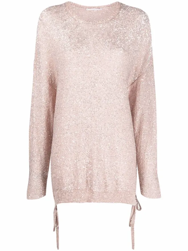 Stella McCartney Stella McCartney スパンコール付きサイドタイジャンパー - ピンクの商品画像