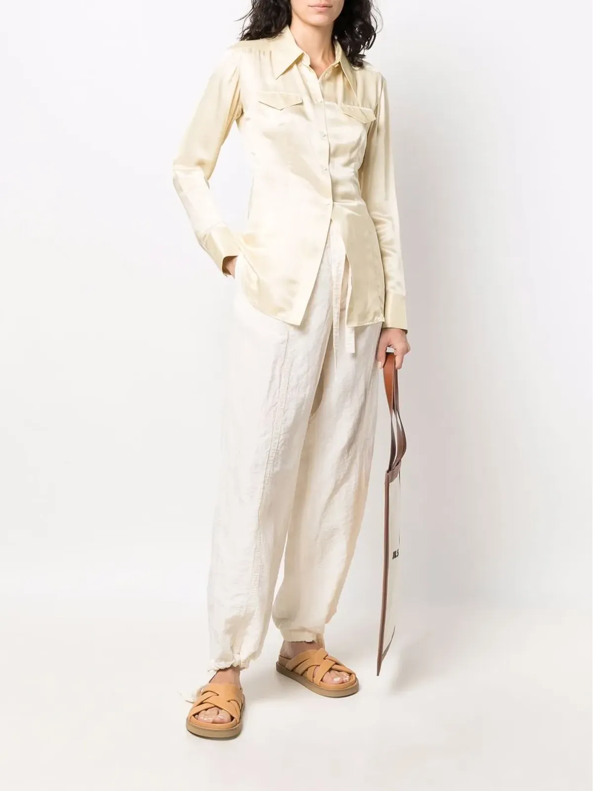 Jil Sander 結びウエストのストレートパンツ - 画像2