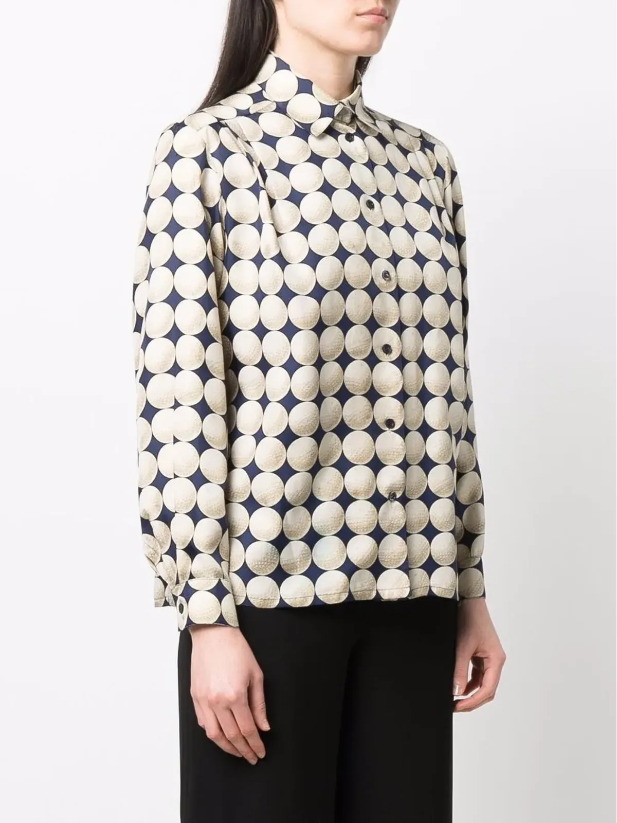 Hermès Pre-Owned 1996 ゴルフボール柄 シルクシャツ ブルー - 画像3